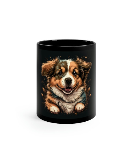 Puppy Dog 11oz Black Mug