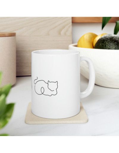 Minimalist Cat Ceramic Mug...