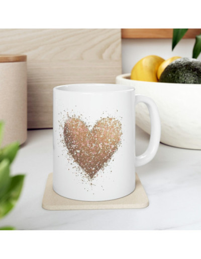 Glitter Heart Ceramic Mug 11oz